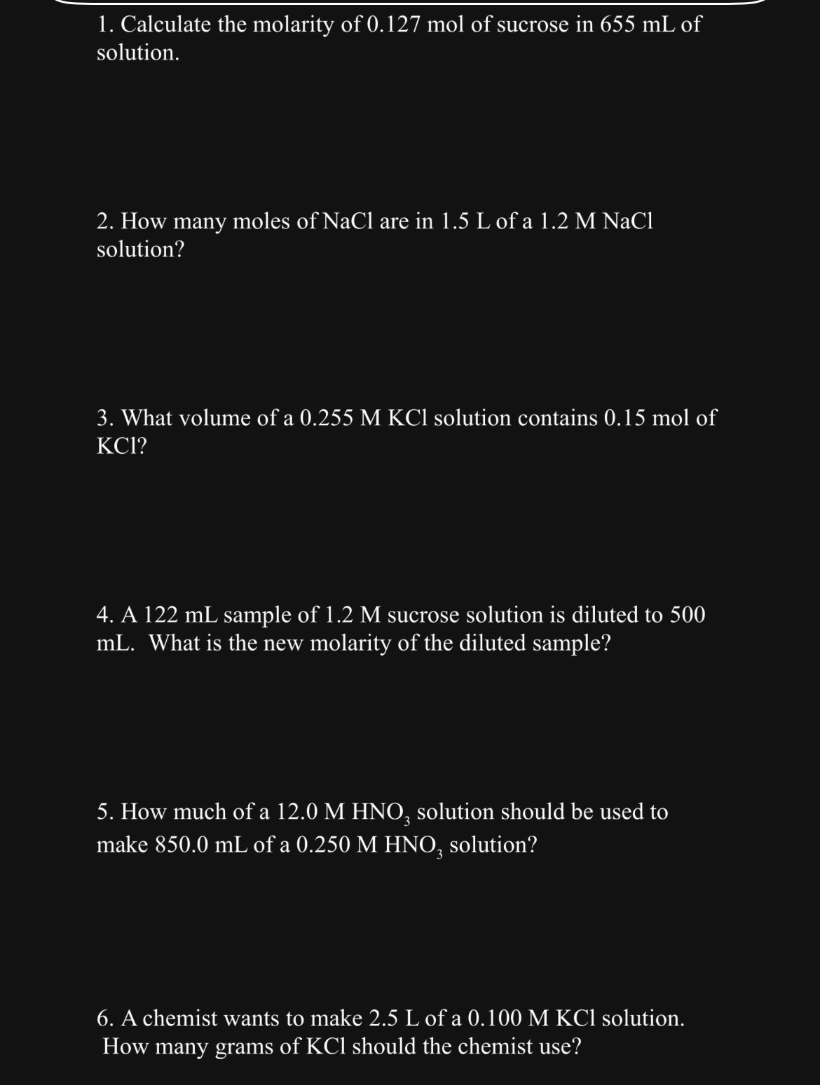 Solved Calculate The Molarity Of Mol Of Sucrose In Chegg Com