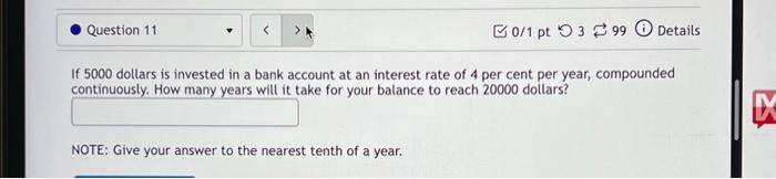 Solved If 5000 dollars is invested in a bank account at an | Chegg.com