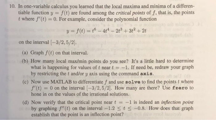 10. In one-variable calculus you learned that the | Chegg.com