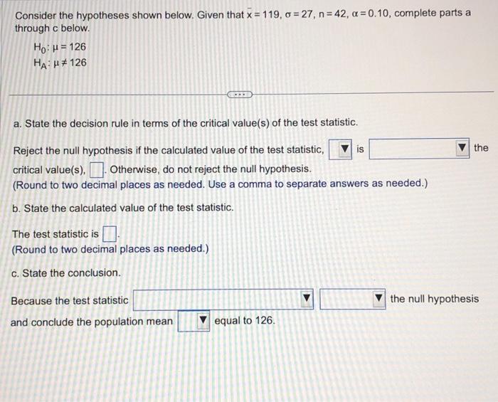 Solved Consider The Hypotheses Shown Below Given That 6814