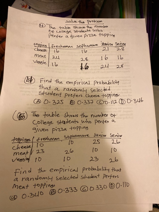 Solved solve the problem 4 The table shows the number Of | Chegg.com