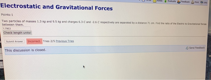 Solved U w back Print Info Electrostatic and Gravitational | Chegg.com