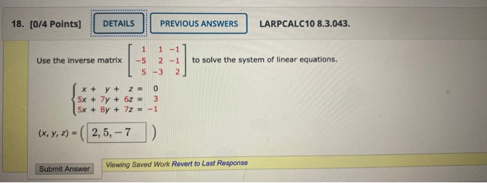 Solved 18 0 4 Points Details Previous Answers Larpcalc10 Chegg Com