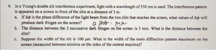 4. In a Young's double slit interference experiment, | Chegg.com