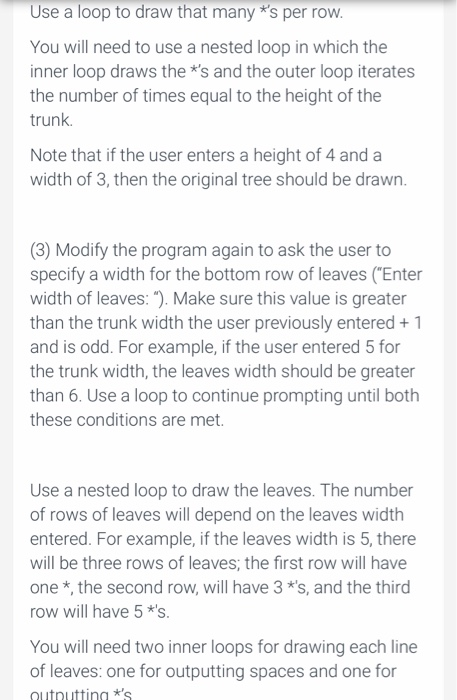 Solved The following program draws a simple tree with leaves | Chegg.com