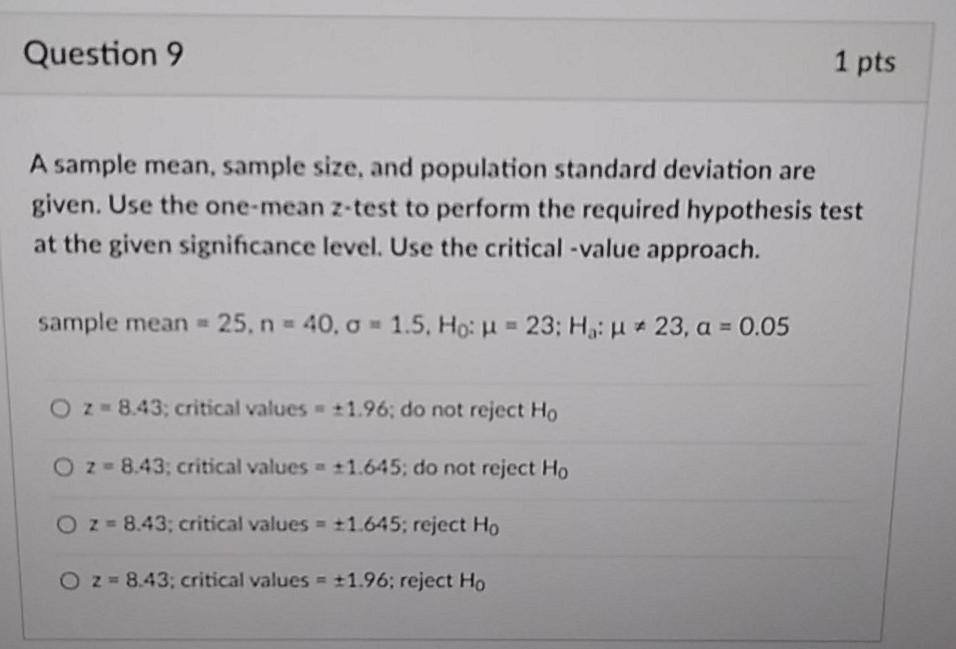 Solved Question 7 10 pts A sample mean, sample size, and | Chegg.com