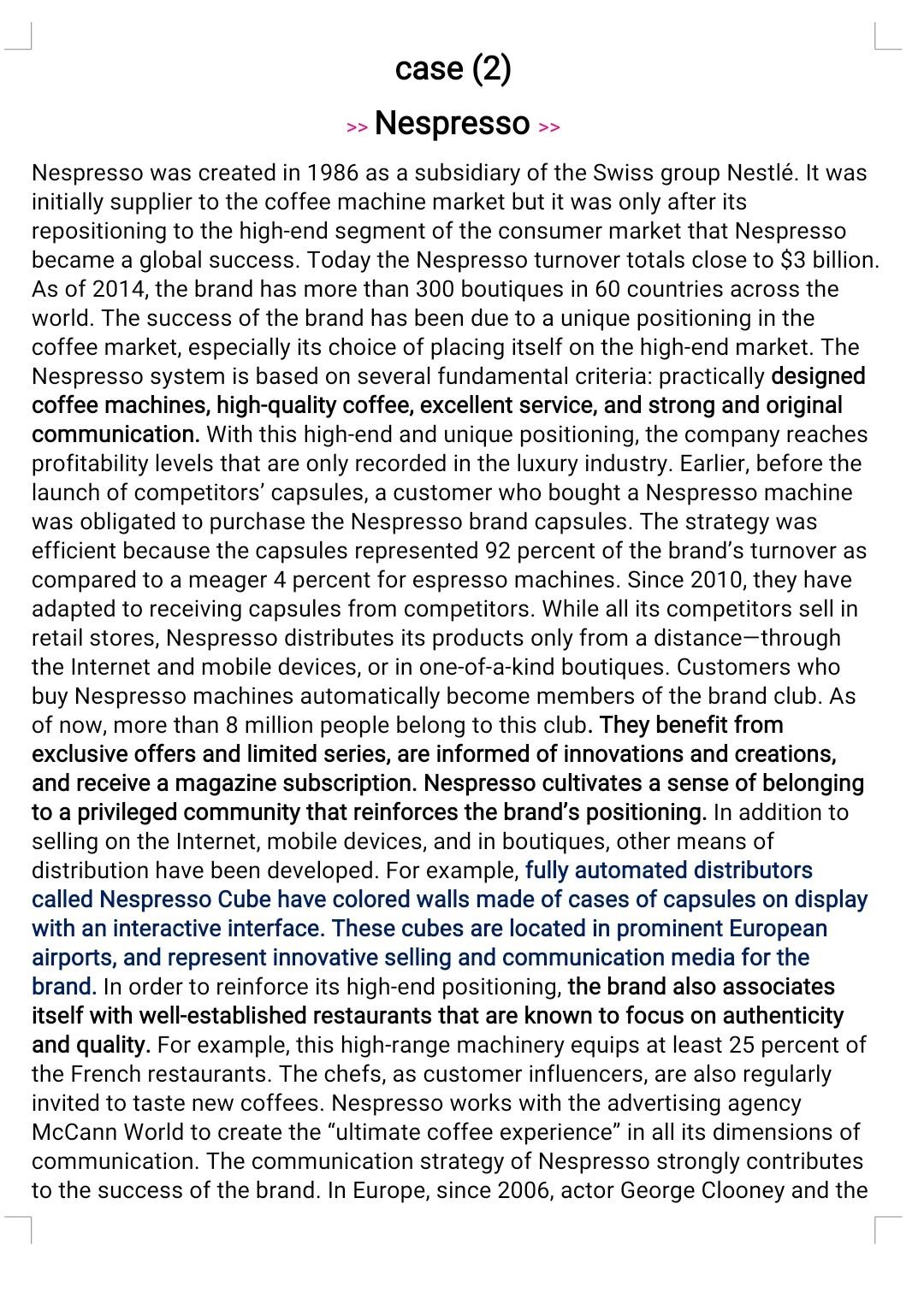 Solved case (2) » Nespresso » Nespresso was created in 1986