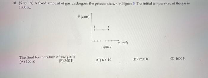 Solved 10. (5 points) A fixed amount of gas undergoes the | Chegg.com