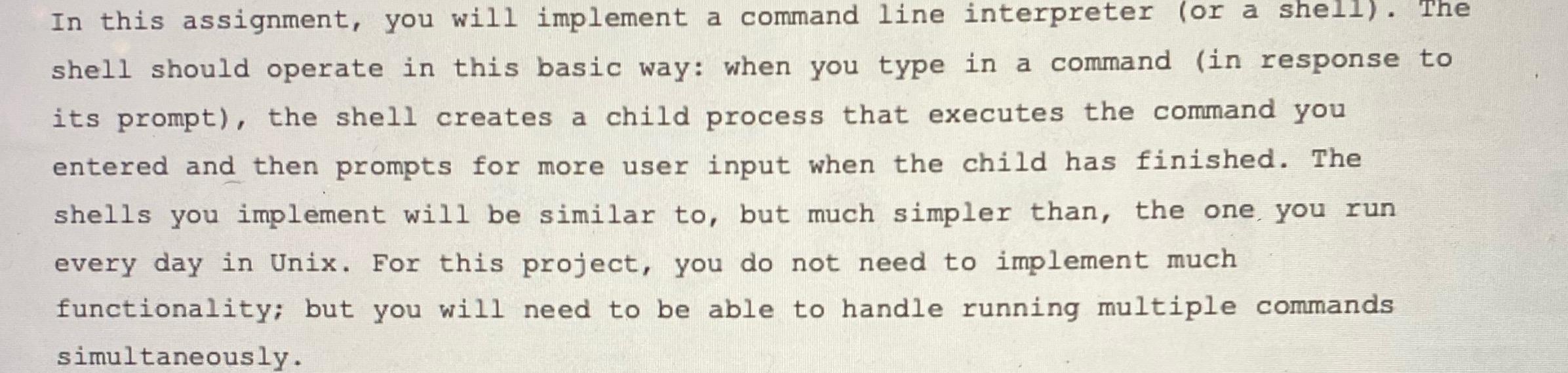 Solved In this assignment, you will implement a command line | Chegg.com