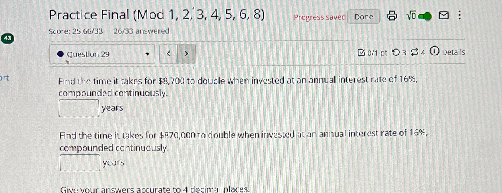 Solved Practice Final (Mod 1, 2, 3, 4, 5, 6, 8)Progress | Chegg.com