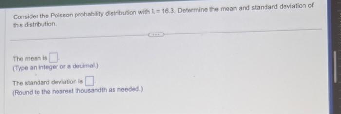 Solved Consider the Poisson probability distribution with | Chegg.com