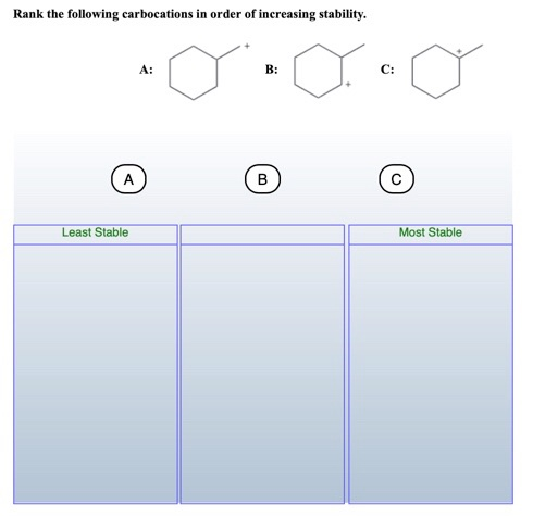 Rank The Following Carbocations In Order Of Chegg 