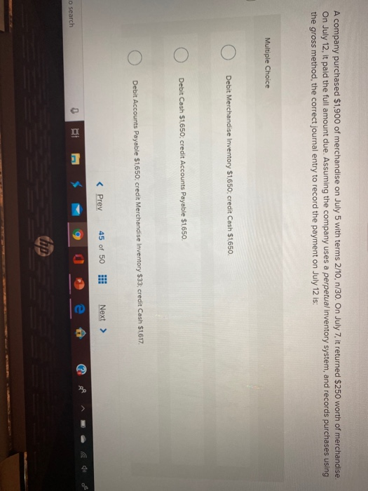 Solved A Company Purchased 1 800 Of Merchandise On July 5 Chegg solved-a-company-purchased-1-800-of-merchandise-on-july-5-chegg