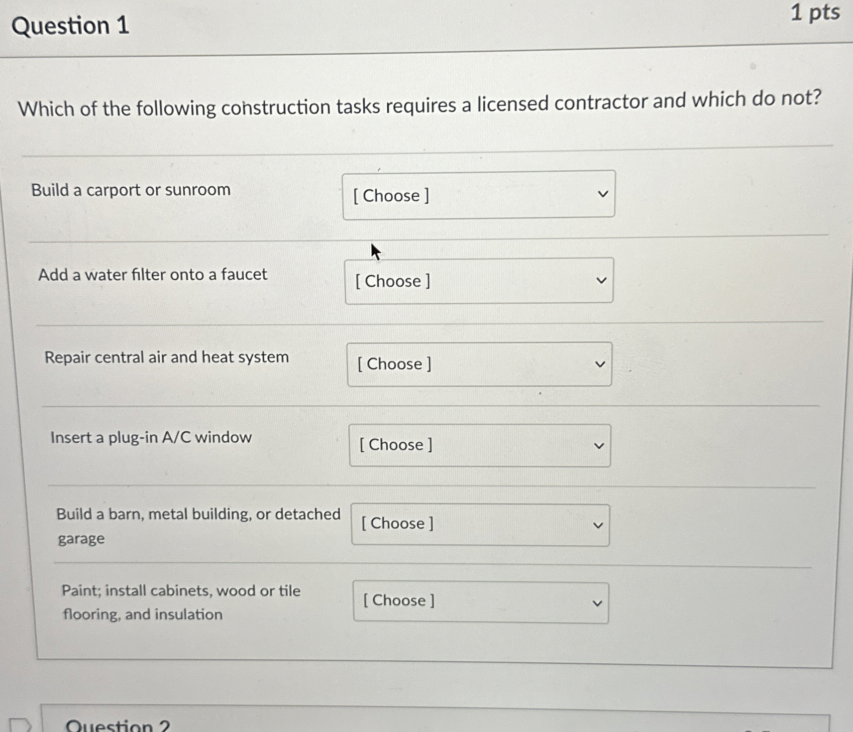 Solved Question 1Which of the following construction tasks | Chegg.com