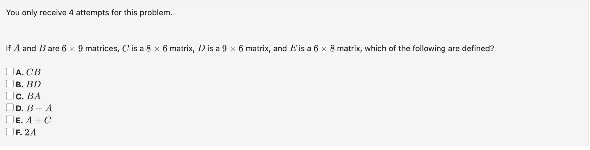 Solved You only receive 4 ﻿attempts for this problem.If ﻿A | Chegg.com