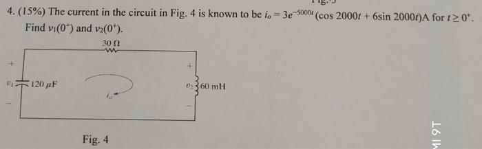 Solved 4. (15\%) The current in the circuit in Fig. 4 is | Chegg.com