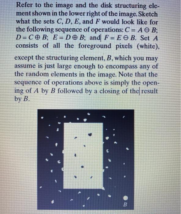 Refer to the image and the disk structuring ele- ment | Chegg.com