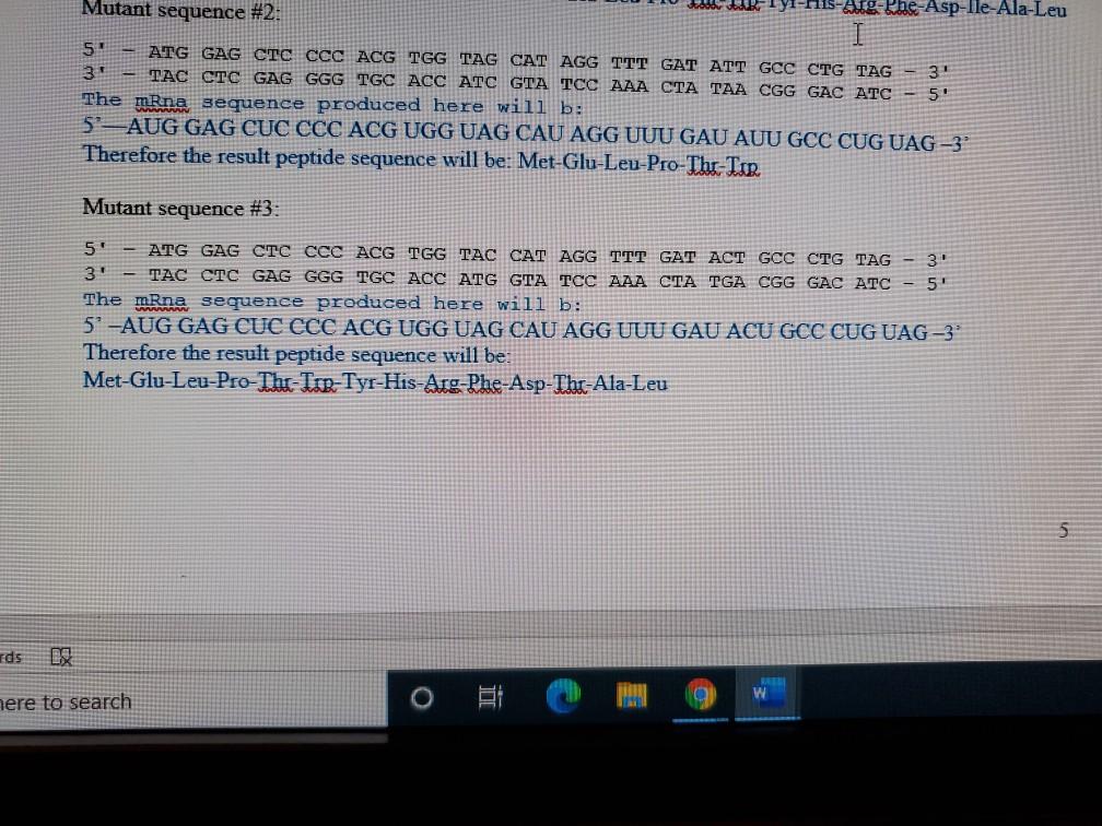 Solved (2 pts) 9. A. Using the DNA sequence in the previous | Chegg.com