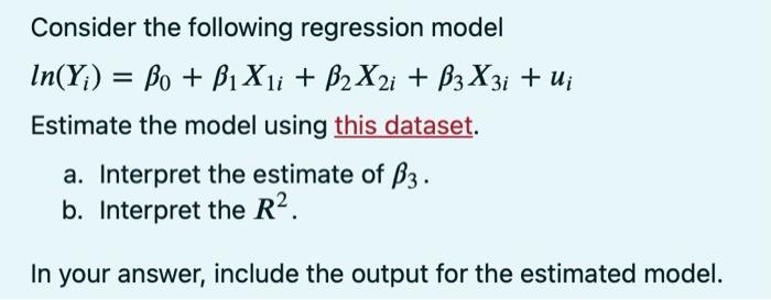 Solved Consider The Following Regression Model | Chegg.com