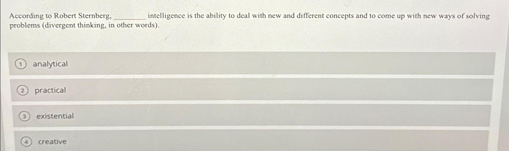 Solved according to robert sternberg intelligence is the chegg