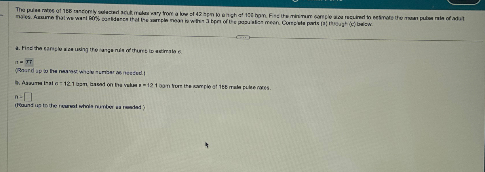 Solved The Puise Rates Of 166 ﻿randomly Selected Adult Males | Chegg.com