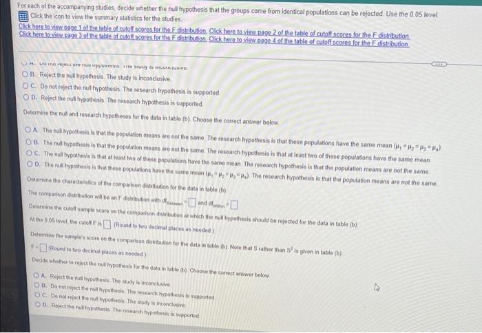 Solved For each of the accompanying studies, decide whether | Chegg.com
