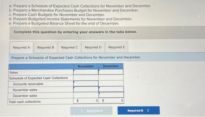 Solved a. Prepare a Schedule of Expected Cash Collections | Chegg.com