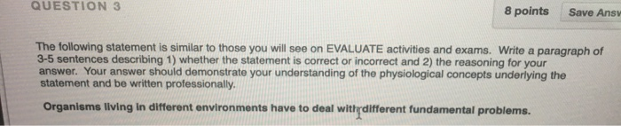 Solved QUESTION 3 8 points Save Ansy The following statement | Chegg.com