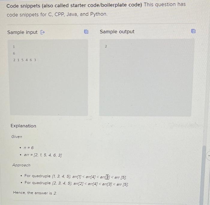 Solved Quadruples Search You Are Given A Permutation Arr Of | Chegg.com