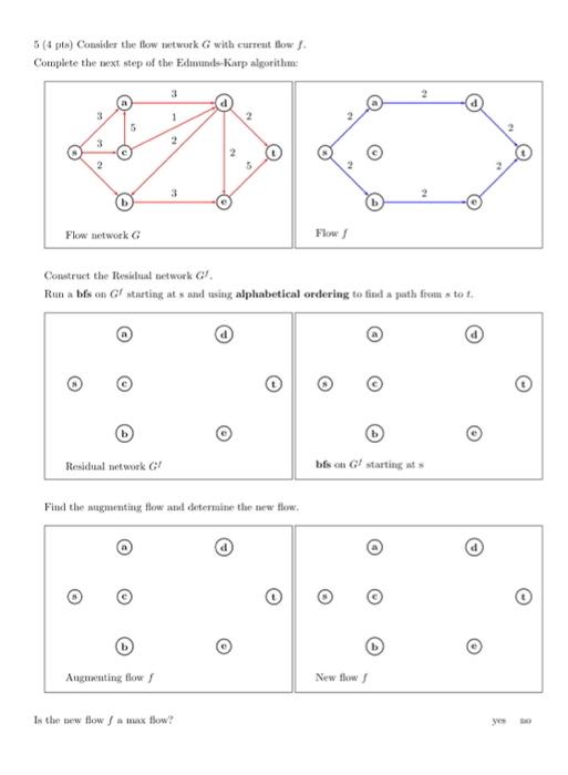 Solved 5 (4 pta) Consider the flow network G with current | Chegg.com