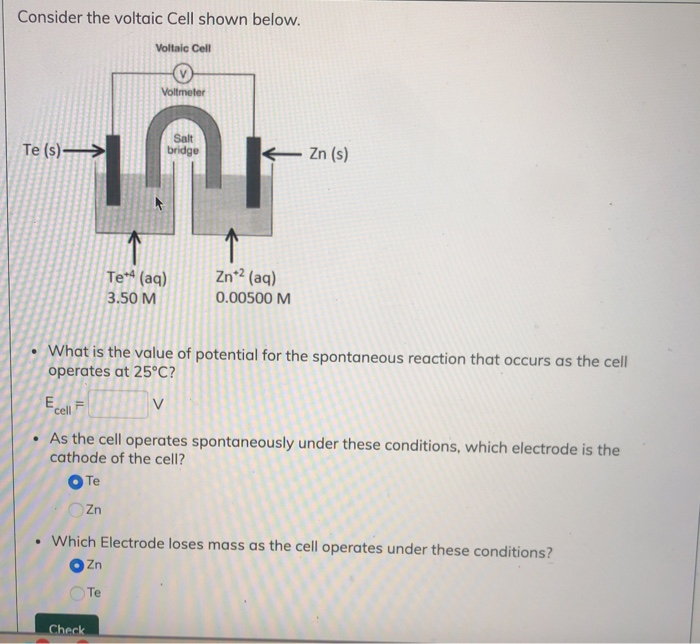 Solved Consider The Voltaic Cell Shown Below. Voltaic Cell | Chegg.com