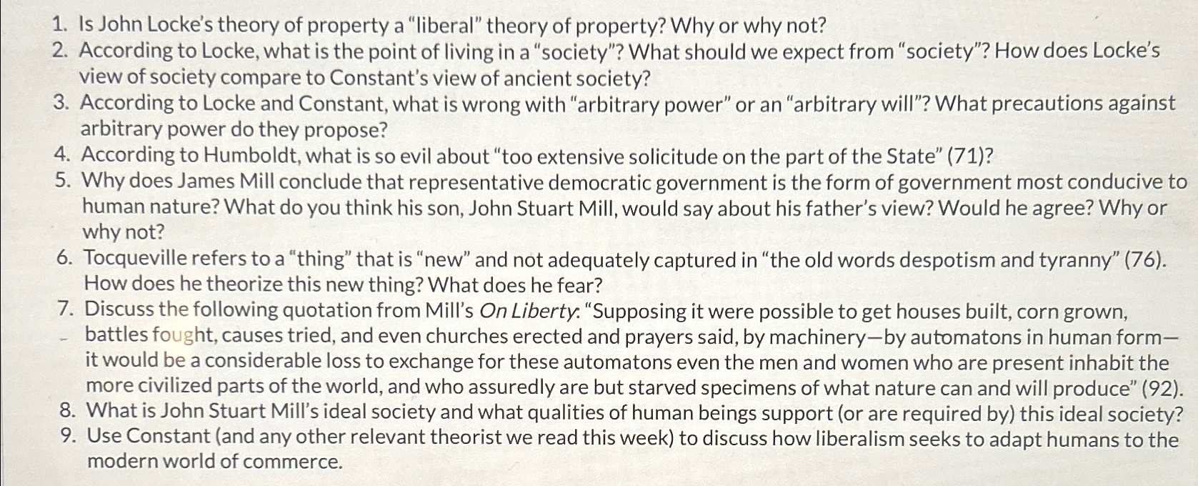 Solved Is John Locke's theory of property a "liberal" theory
