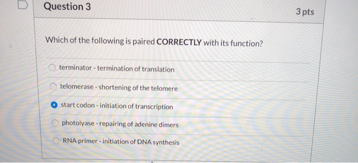 Solved Question 3 3 pts Which of the following is paired | Chegg.com