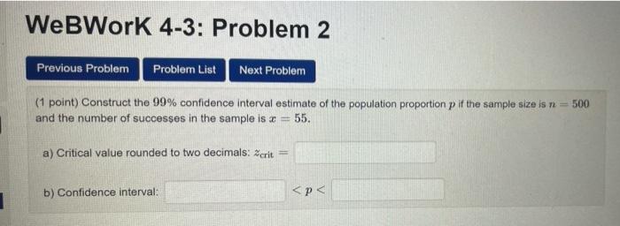 Solved WebWork 4-3: Problem 2 Previous Problem Problem List | Chegg.com