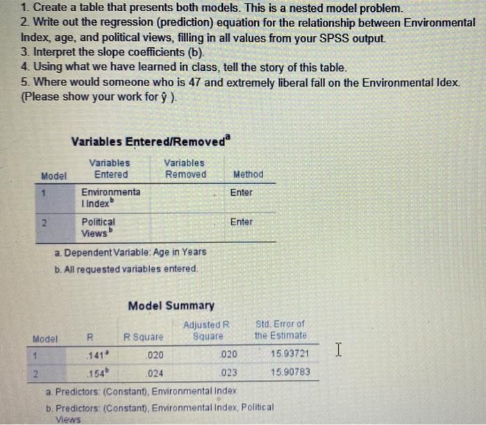 Solved 1. Create a table that presents both models. This is | Chegg.com
