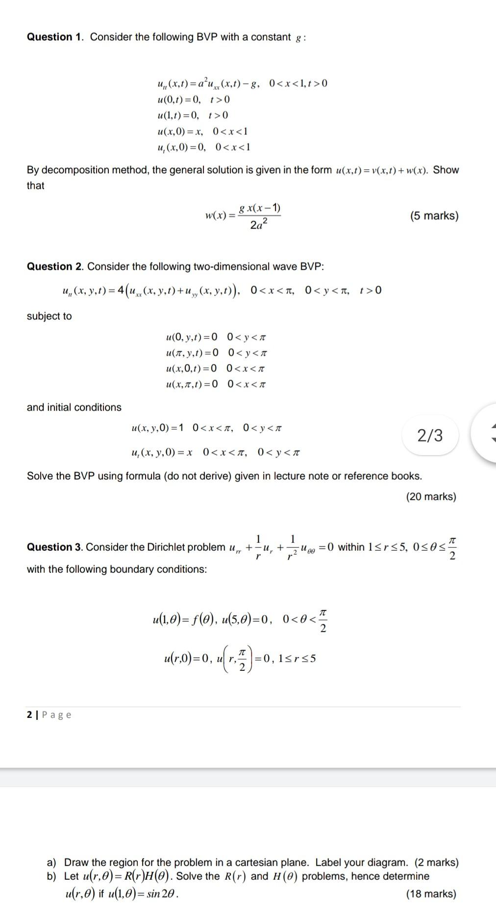 Solved Question 1. Consider the following BVP with a | Chegg.com