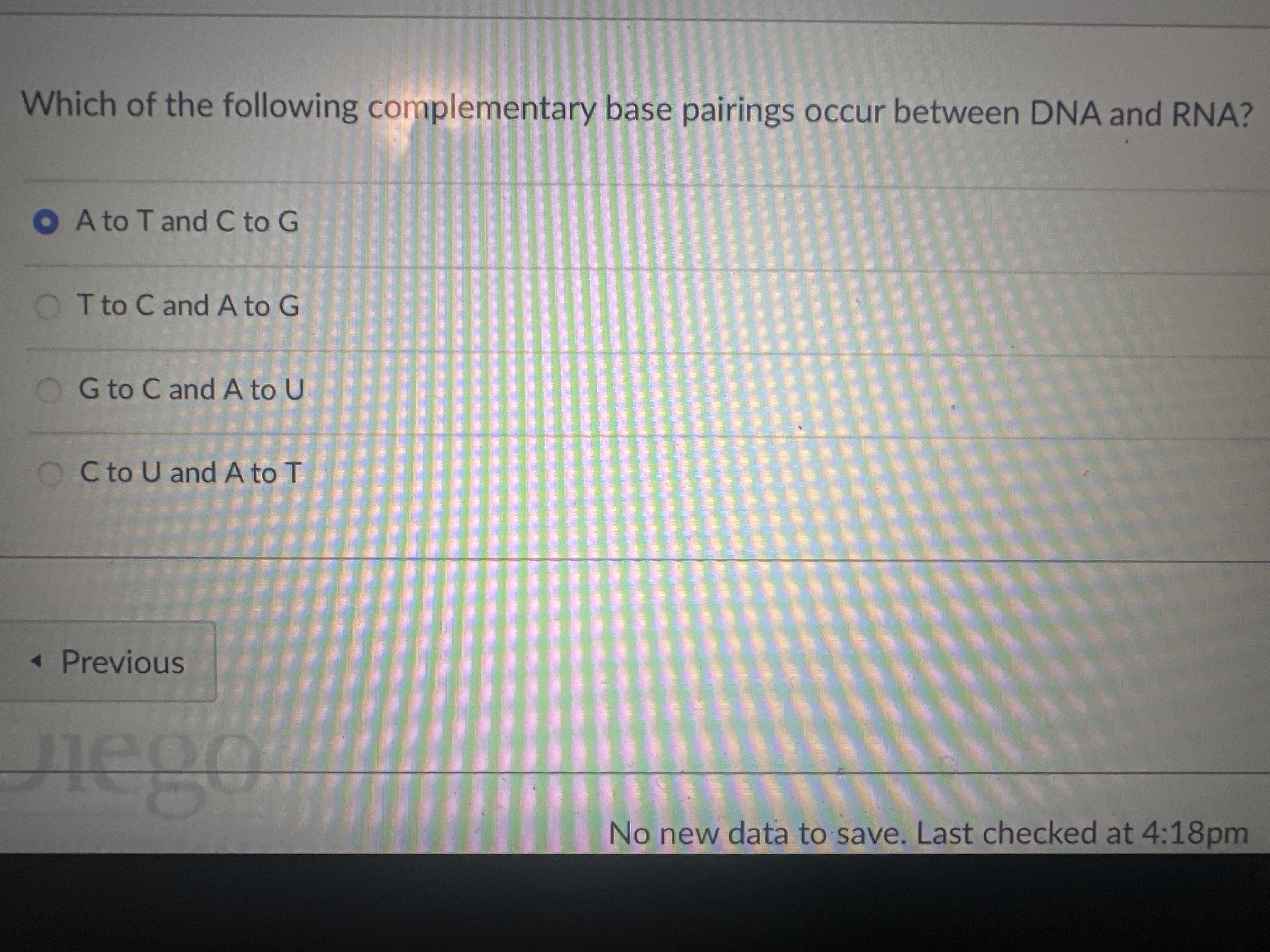 Complementary Base In Math Solved Which of the following complementary base pairings | Chegg.com