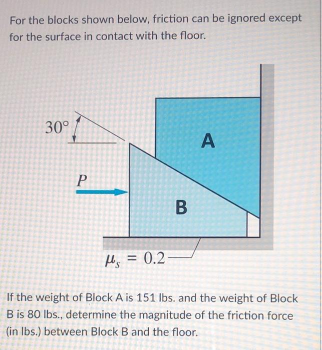 Solved For the blocks shown below, friction can be ignored | Chegg.com