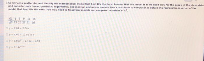 Solved 7 Construct a scatterplot and Identify the | Chegg.com