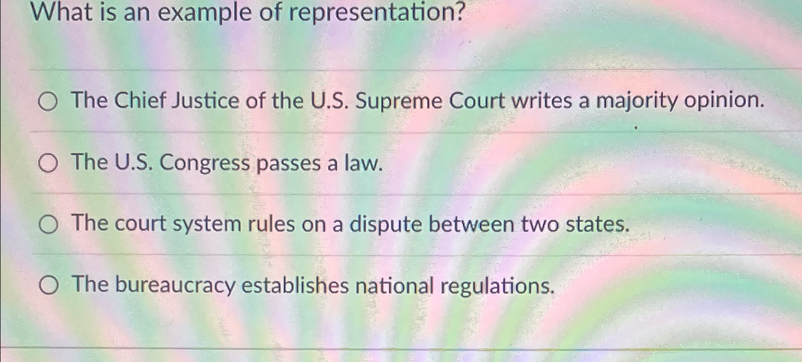 Solved What is an example of representation The Chief Chegg