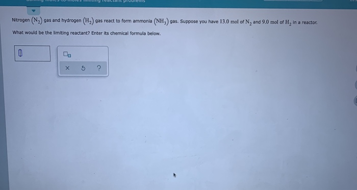 Solved Nitrogen (N2) gas and hydrogen (H2) (NH,) gas. | Chegg.com