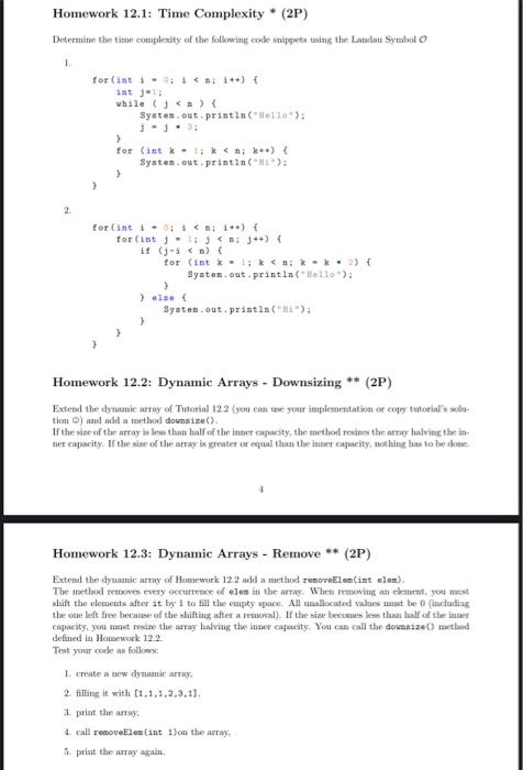 Solved Homework 12.1: Time Complexity * (2P) Determine the | Chegg.com