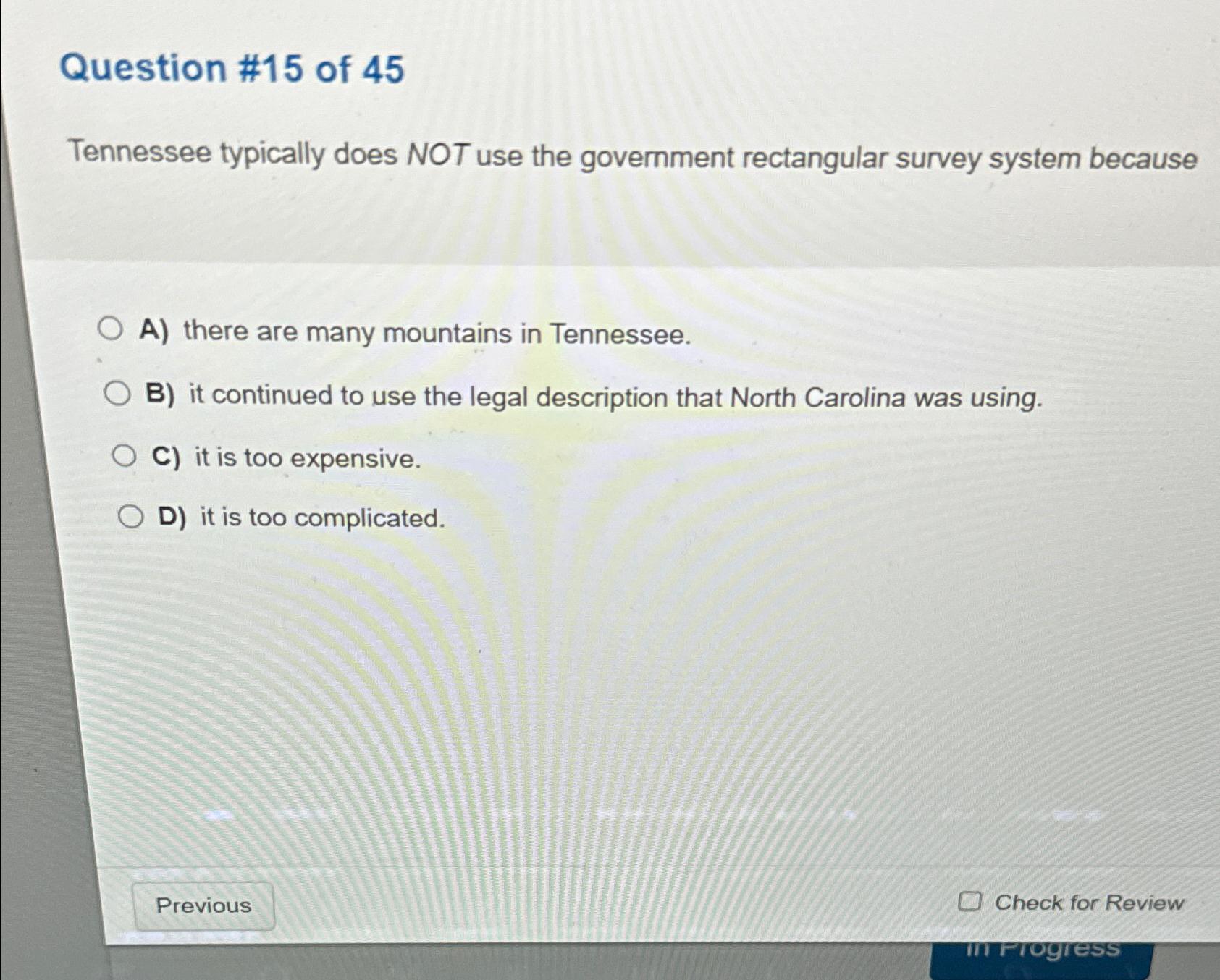 Solved Question #15 ﻿of 45Tennessee typically does NOT use | Chegg.com