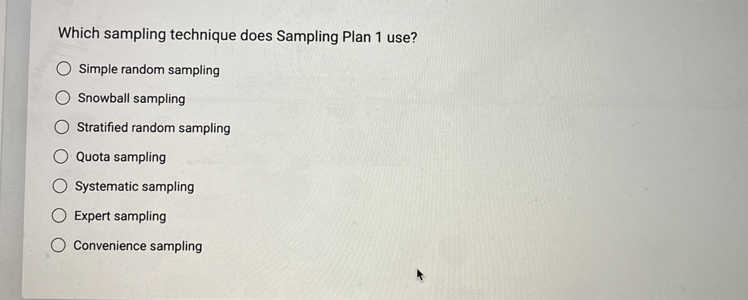 Solved Which sampling technique does Sampling Plan 1 | Chegg.com
