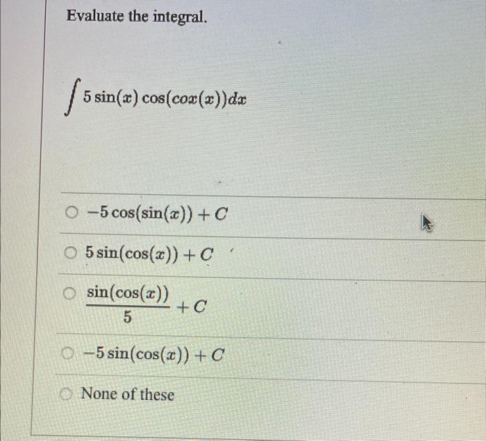 integration of sin 5x into cos 7x