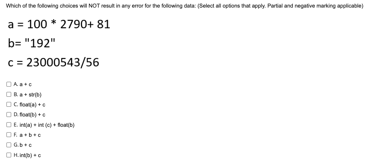 Solved Which of the following choices will NOT result in any | Chegg.com