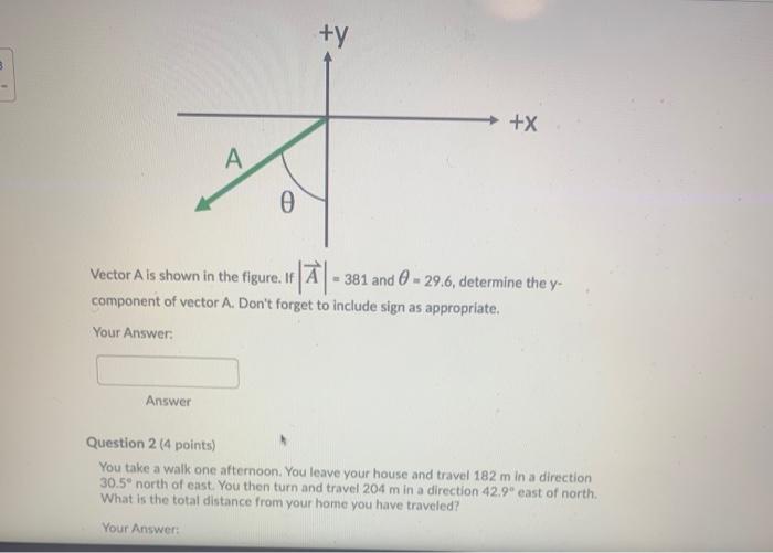Solved +y 3 +x А Ө Vector A is shown in the figure. If À – | Chegg.com