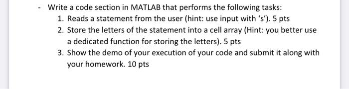 Solved Write a code section in MATLAB that performs the | Chegg.com