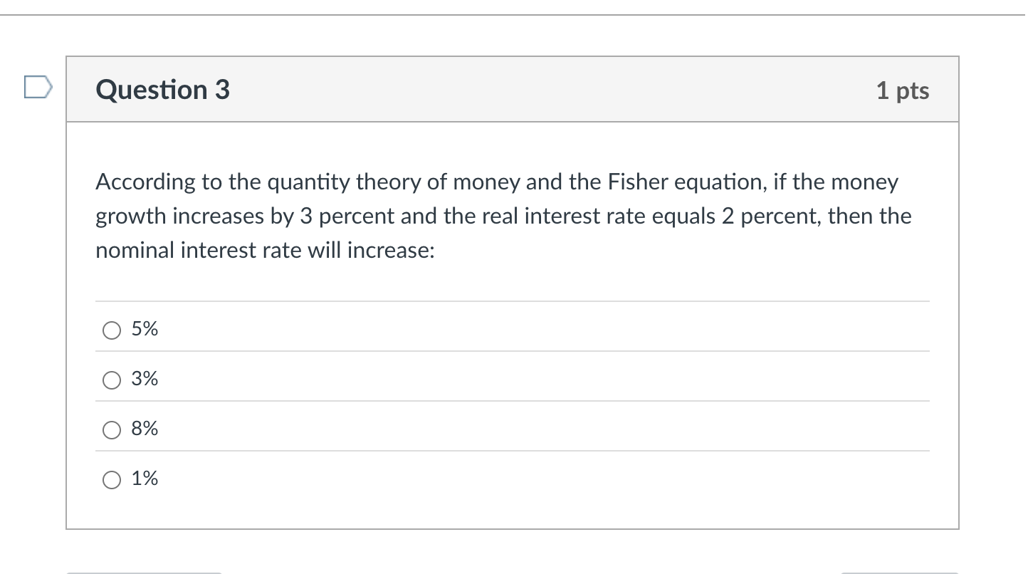 Solved Question 3According to the quantity theory of money | Chegg.com