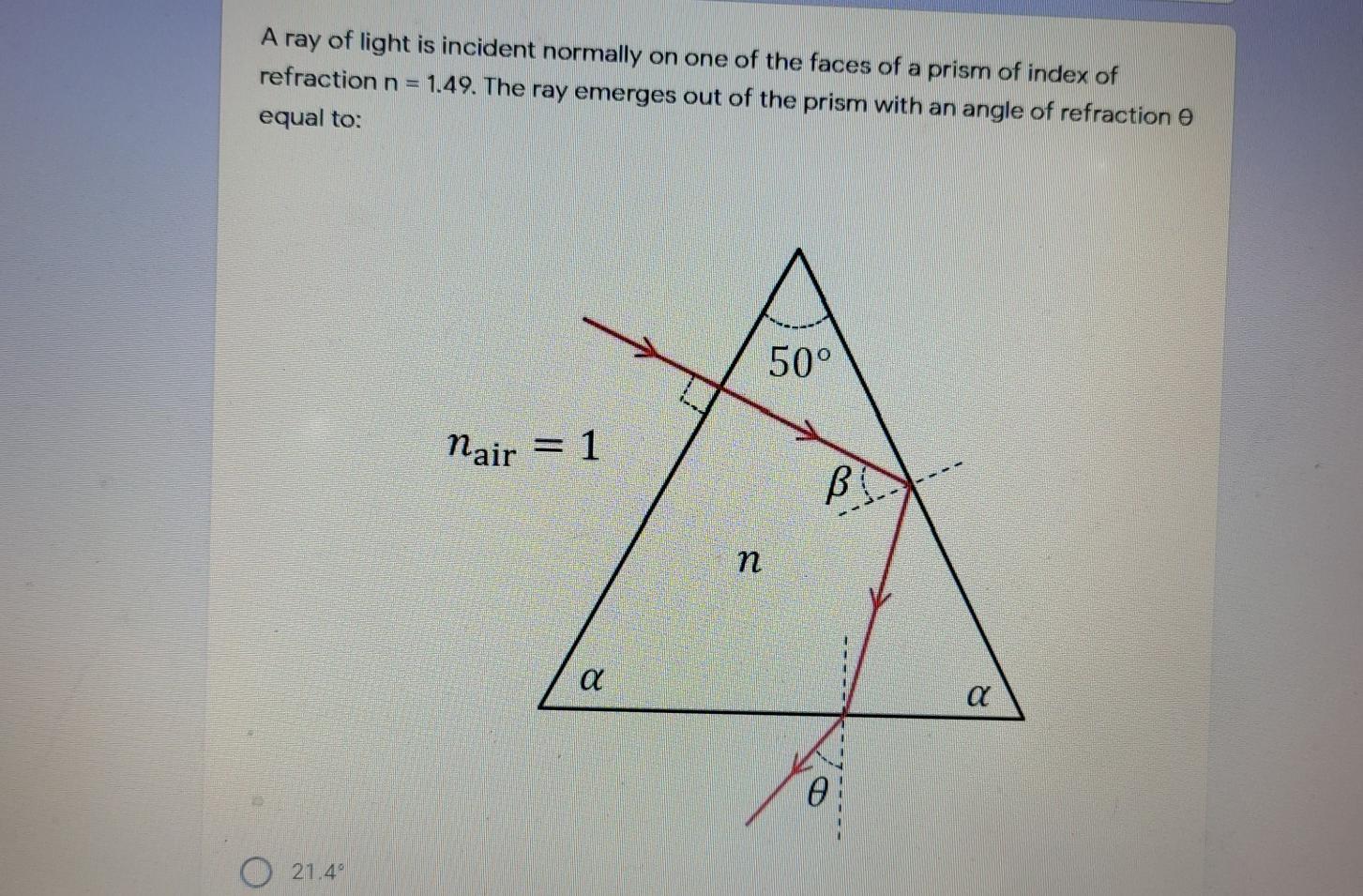 Solved A ray of light is incident normally on one of the | Chegg.com